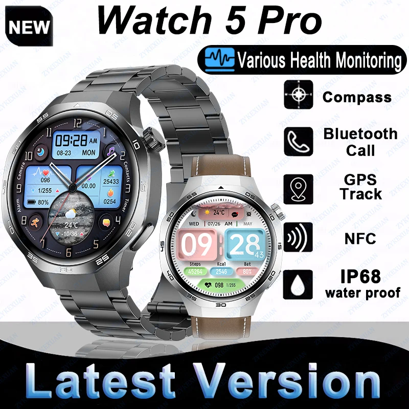 WATCH 5 PRO Smart Watch Men's Watch 5 Pro Upgraded Version AMOLED HD Screen Bluetooth Call GPS NFC Heart Rate Smart Watch Woman