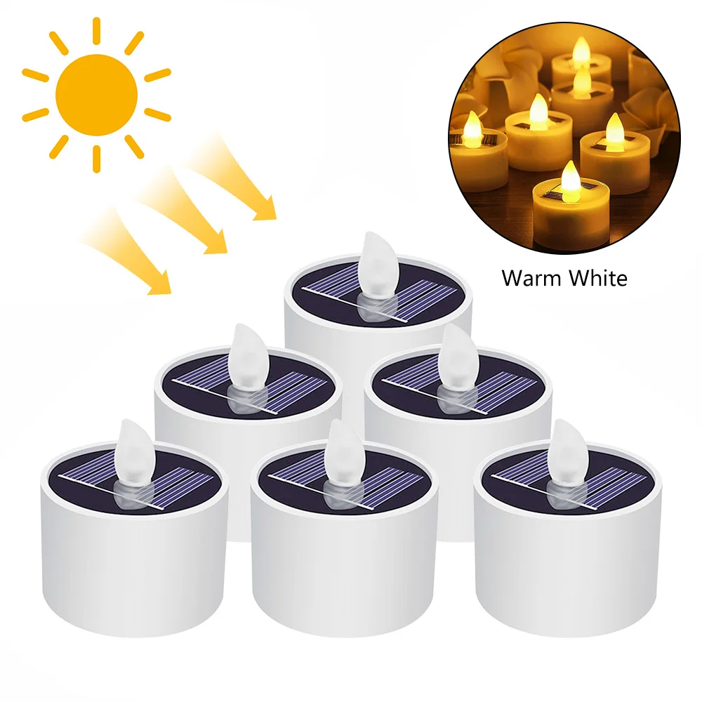 

Solar Lamp LED Candle Tea Lights Waterproof Flameless Flameless Electronic Flicker Lighting for Garden Wedding Party Home Decor