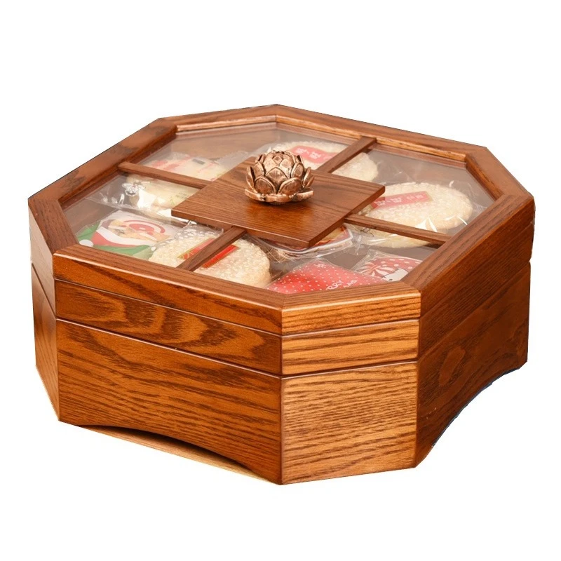 

Dried fruit storage box, high-end grid real wood light luxury snack candy box in living room