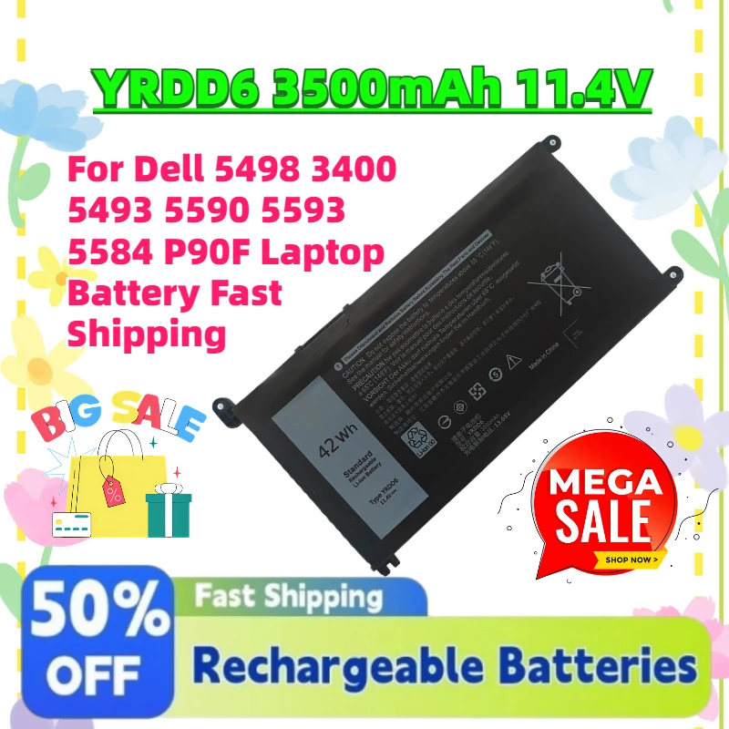 

Hot Sale Upgrade YRDD6 3500mAh 11.4V 42Wh Battery for Dell 5498 3400 5493 5590 5593 5584 P90F Laptop Battery Fast Shipping