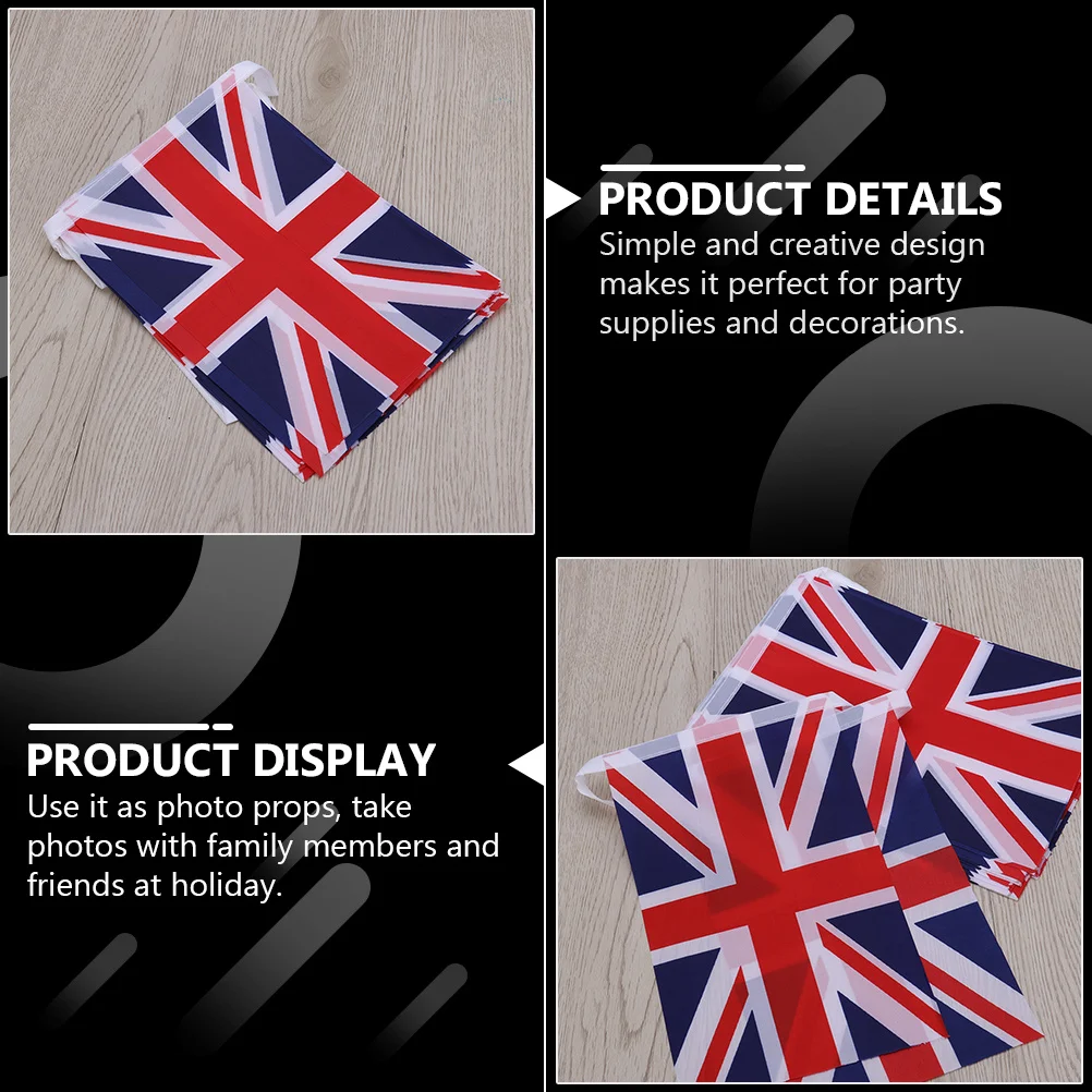 

1Set Uk Hanging Banner United Kingdom String Flag Party Decoration National Country Pennant Uk Banner Festival Hanging Flag