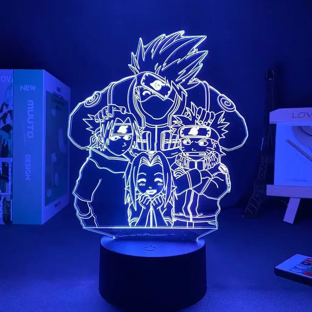 Naruto Uzumaki LED Night Light Toys para Crianças, Akatsuki, Kakashi, Quarto Hatake, Mesa, Itachi Uchiha, Lâmpada 3D, Presentes, 16 Cores, 7 Cores