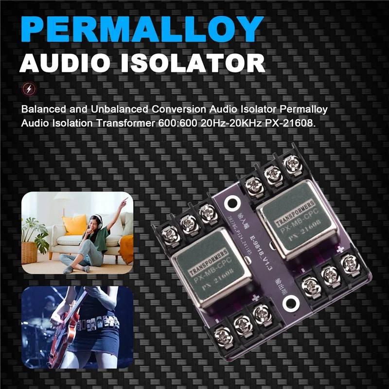 

AT93-High-Fidelity Audio Isolator Transformer 600:600 Ohm For Balanced/Unbalanced Audio, 20Hz-20Khz, PX-21608
