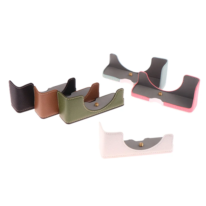 Custodia per fotocamera in pelle PU per fotocamera M200 Mezza custodia Protezione base Piastra base Borsa per fotocamera Apertura pulsante 1/4 Scew Retro Hot Shoe Cover