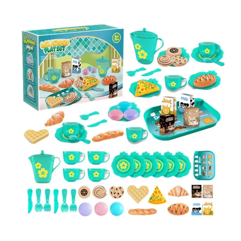 A63T-33Pc play house cozinha conjunto crianças chá festa jogar conjunto para crianças, dramatização com sobremesa e utensílios de mesa