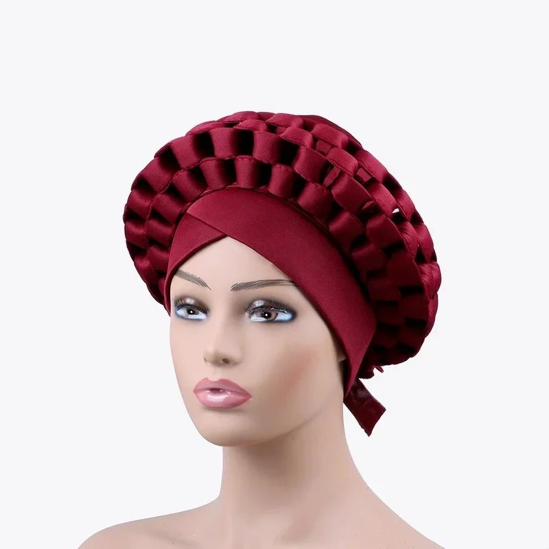 African Auto Gele Headtie Nigerian Wedding Gele Women Hijab Turban Cap Two Piece Already Made Head Wrap Foullard Femme Africaine