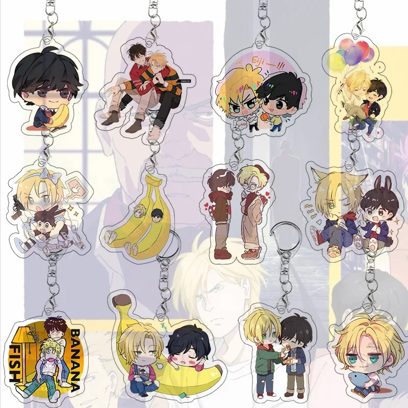Banana Fish Acrylic Keychain Ash Lynx Eiji Okumura Collection  Anime Bag Pendant Keyring Q Version Double-Sided Printed Gift