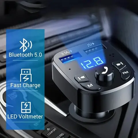 Car Mp3 Player Dual Usb Fast Charger Fm Bluetooth Receiver Bluetooth Compatible 5.0 Fm Transmitter Usb Flash Drive Plug Car Kit 8 best sales toyota corolla bluetooth adapter - №8