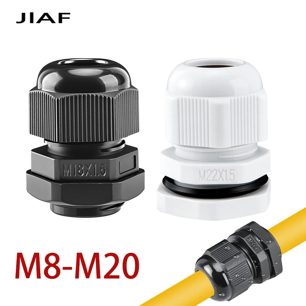 10PCS Waterproof Cable Gland M8 M12 M16 M20 Nylon Plastic IP68 Cable Connector Black & White Seal Joint Fixing