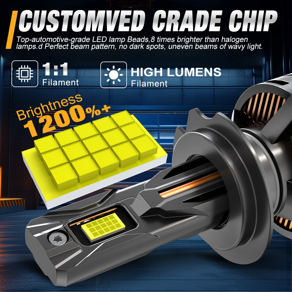 H7 H4 Led Canbus Lamp Four Copper Tube 6000K Led Headlight Bulb For Car H1 H11 H8 HB3 9005 HB4 9006 Hir2 9012 Led Lights view 2