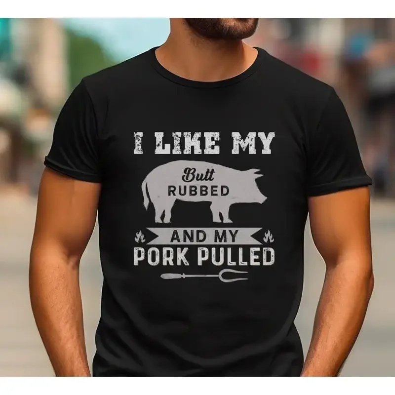 Bbq T Shirt Butt Rubbed And Pork Pulled Father'S Day Barbeque Dad Joke For Birthday