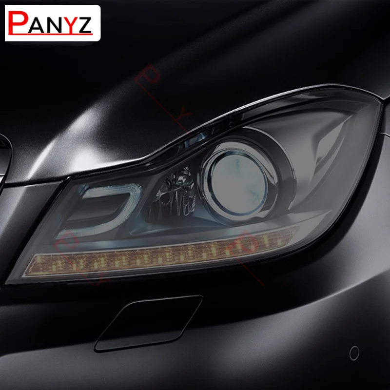 2 Stück Autos chein werfer Schutz folie transparent schwarz TPU Aufkleber für Mercedes Benz C Klasse W204 C63 Amg 2015-2018