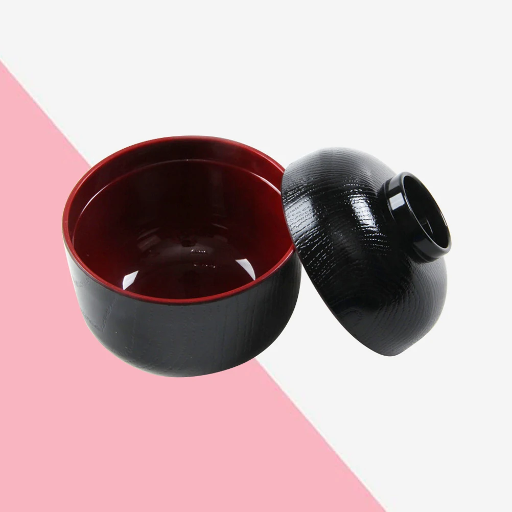 1pc Japanese Style Covered Small Bowl Miso Soup Bowl With Lid Handcrafted Textured Finish Dishwasher Safe For Rice Salad Use