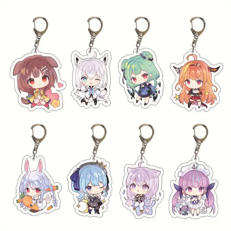 22Pcs Hololive EN Vtuber Youtuber Acrylic Keychain Shark Gawr Gura Mori Watson Figure Key Chain Cute Bag Pendant Jewelry