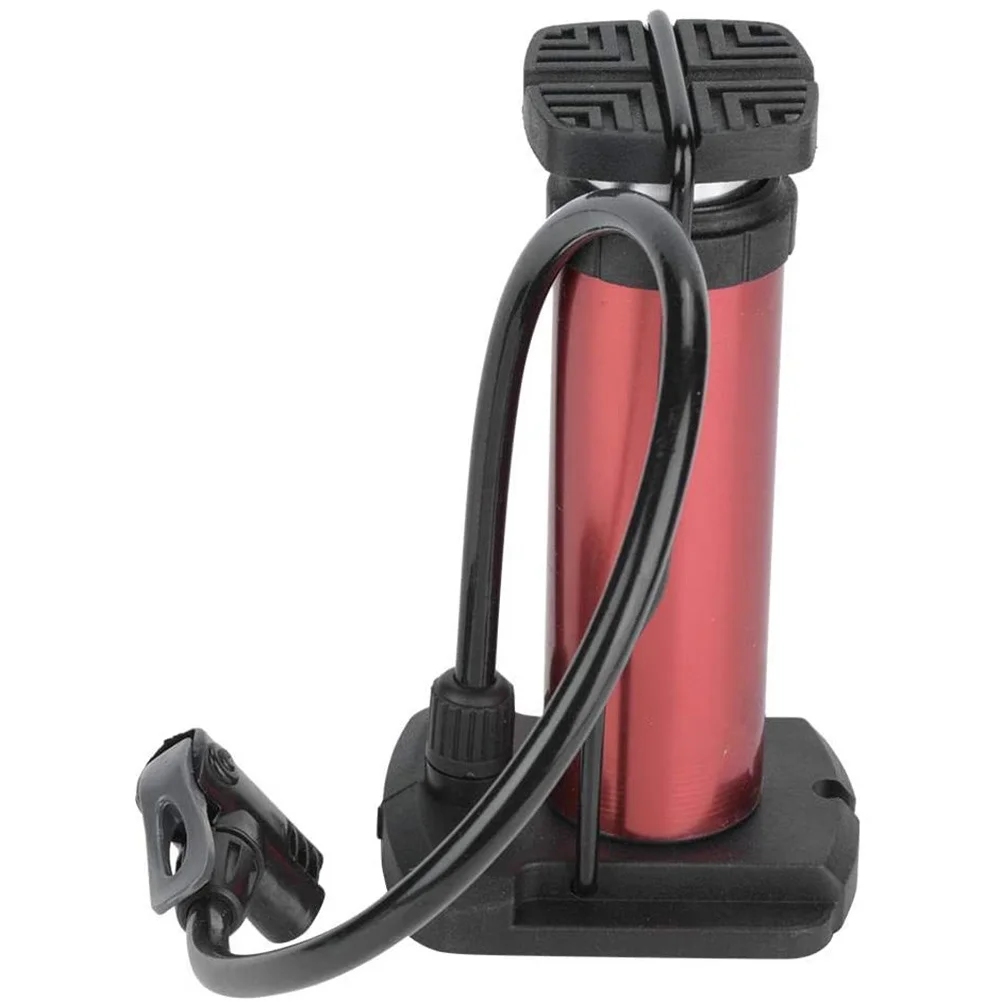 

1pc Portable Air Pump For Bike Tire Metal Foot Inflator With Ball Needle Multi-Use Bicycle Motorcycle Inflation Tool Red