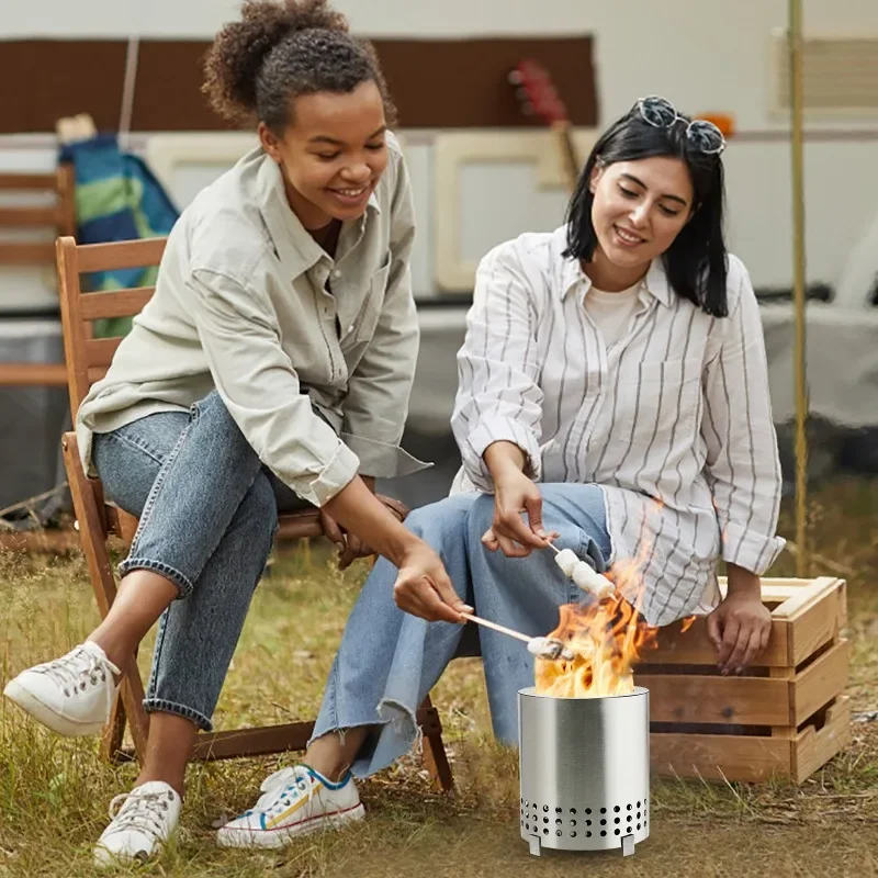 Tabletop Fire Pit Small Smokeless Fire Pit for Smores Indoor Fire Pit Tabletop Fueled by Pellets or Wood