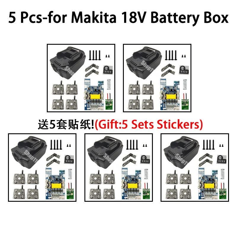5 Sets Elektrowerkzeug-Zubehör für Makita 18 V Lithium-Batterie-Gehäuse BMS PCBA-Schutzplatine BL1830 Shell-Gehäuse