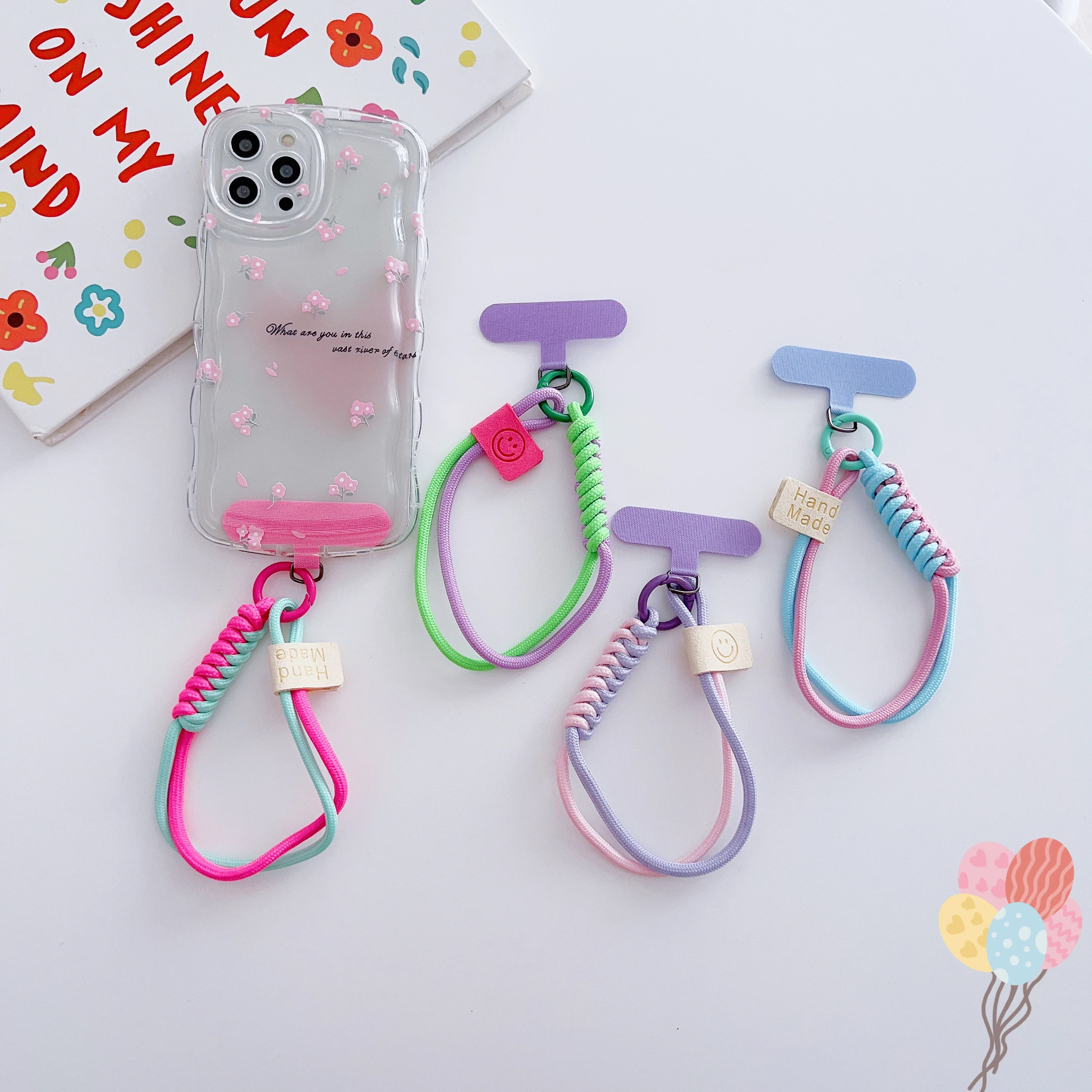 New creative woven mobile phone universal lanyard wrist strap colorful lanyard with color safety lanyard anti-loss short rope