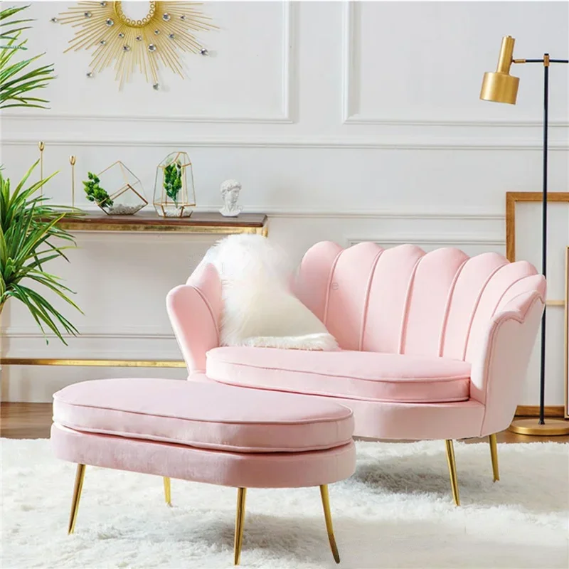 Nowoczesny zestaw sof Meble do salonu Małe krzesło do salonu Nordic Accent Chair Light Luksusowe krzesła Sofa z podwójnym siedziskiem