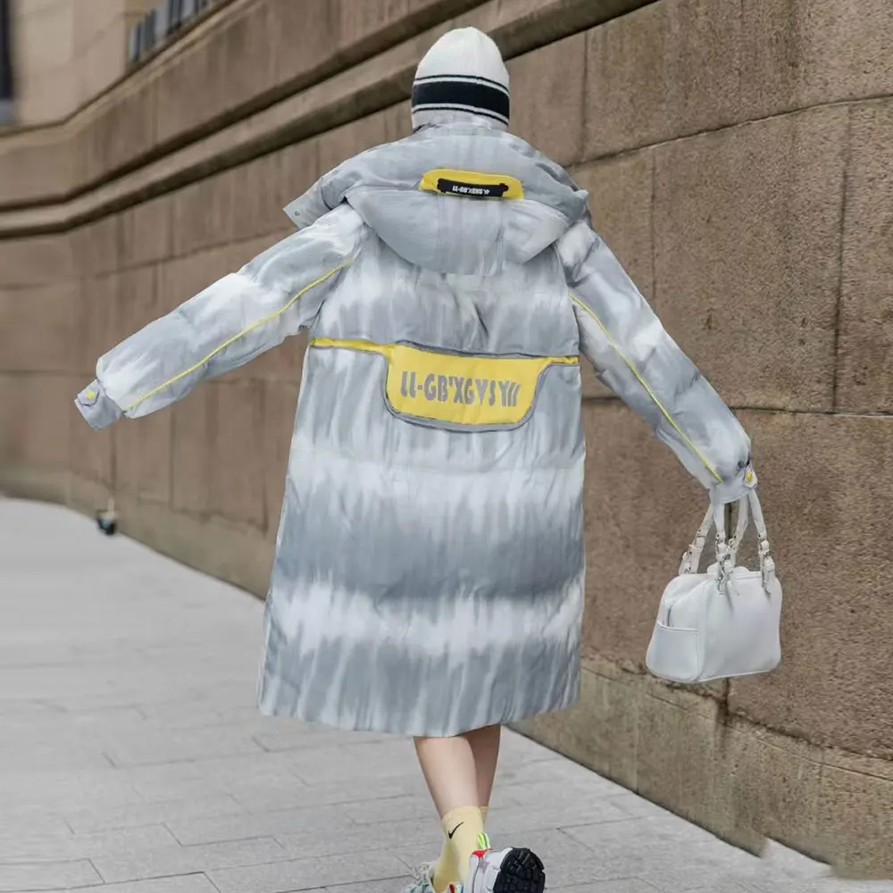 Gradient Winter Clothing Women 90% Duck Down Coat Fashion Long Puffer Jacket for Female Thick Warm Parkas Lady Outerwear 2025