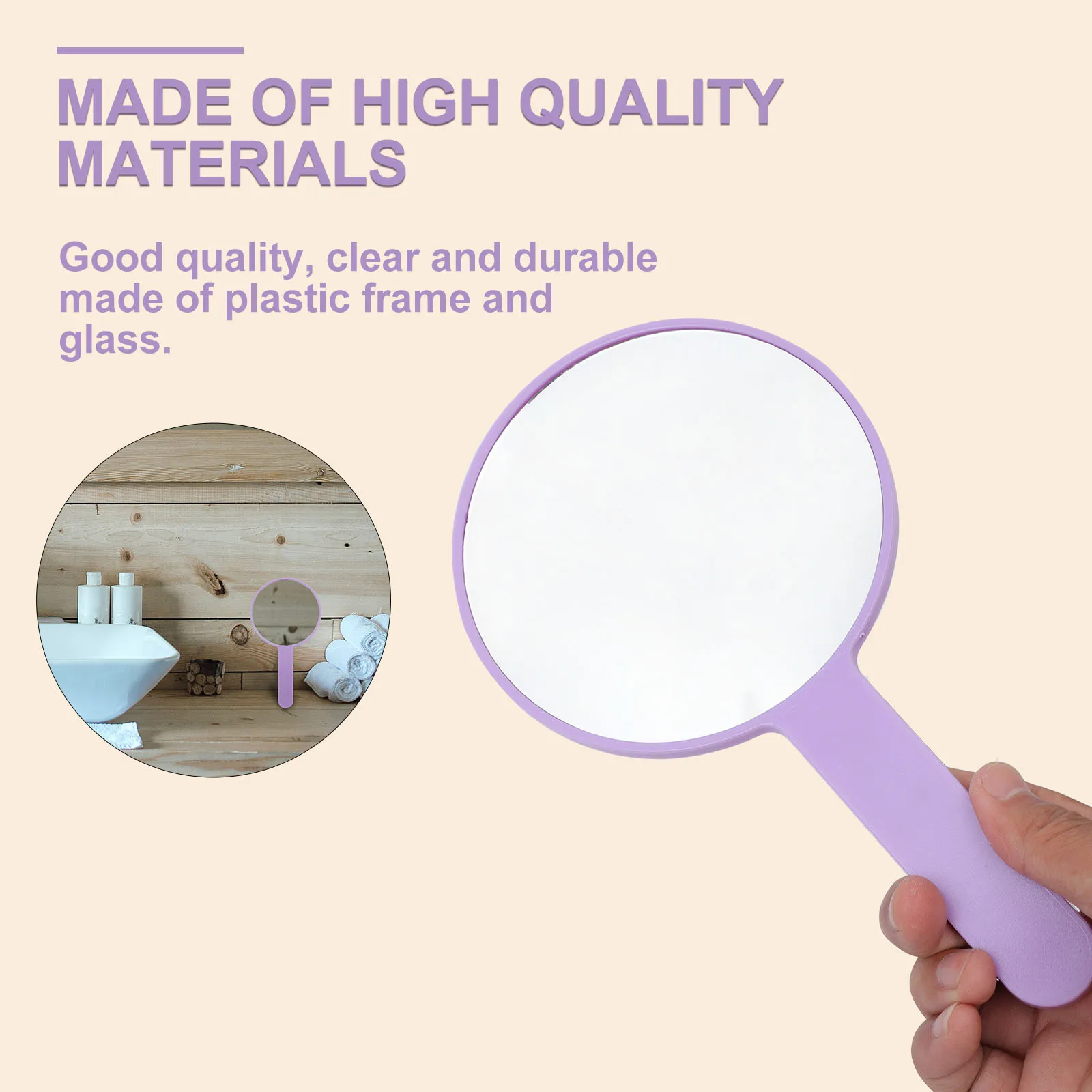 

10pcs H held Circular Mirrors Single Sided Glass Lenses Durable Travel Compact Mirror For Daily Use