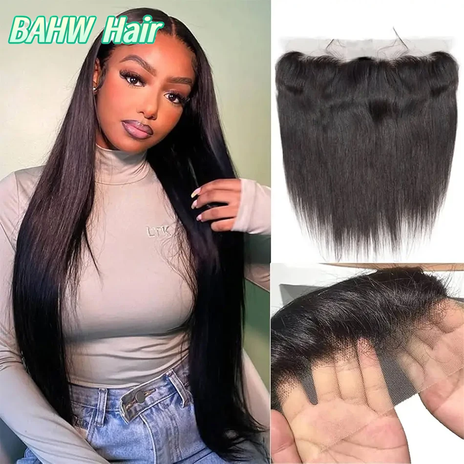 BURMESE Hair Straight 13x4 Lace Frontal Only 100% Human Hair Transparent HD Lace Remy Hair Weave Pre-Plucked With Baby Hair
