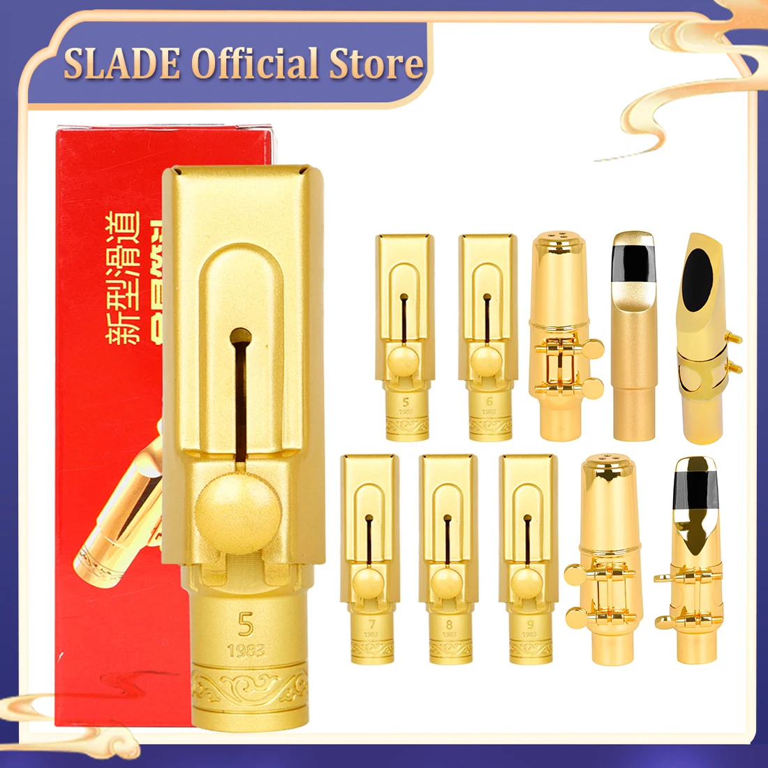 

Мундштук для саксофона SLADE с позолоченным металлическим мундштуком для саксофона для профессионалов и начинающих с подушечками для мундштука