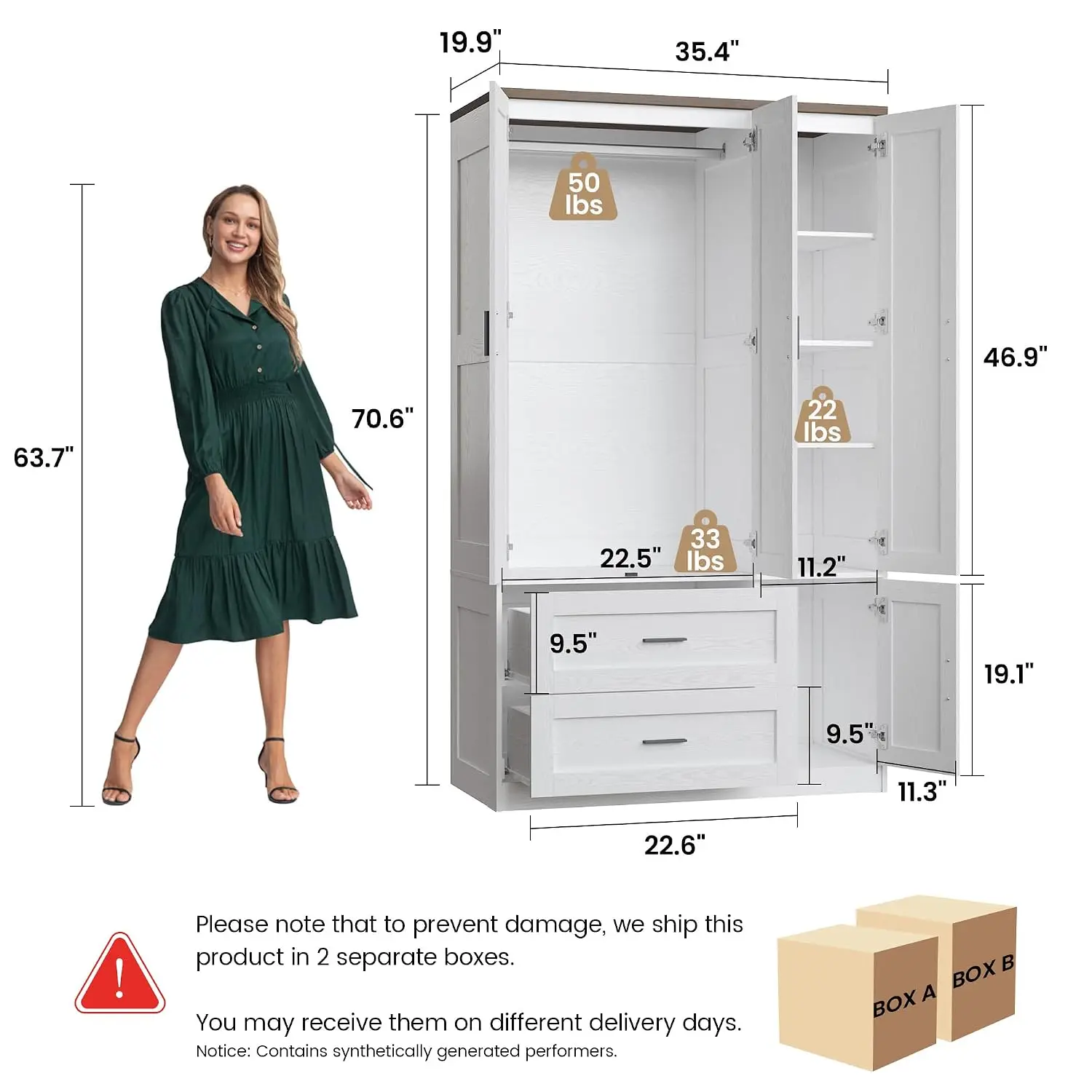 Modern Modern Farmhouse Style / Hanging Rod,Adjustable Shelves / 2 Drawers,Concealed Storage,Soft-Close Hinges - Aliexpress Deal