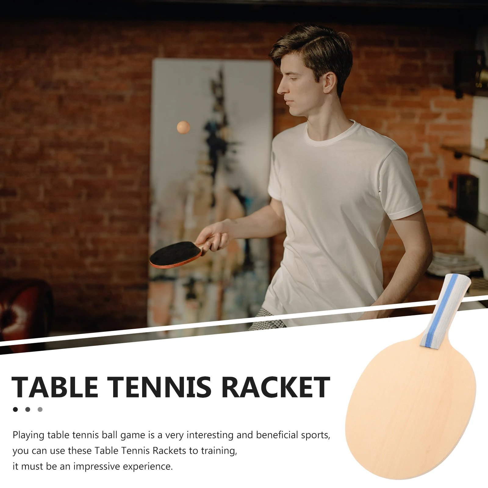 

Table Tennis Racket Wooden Lightweight Training Racket Comfortable Grip Widened Surface Suitable for Beginner Table