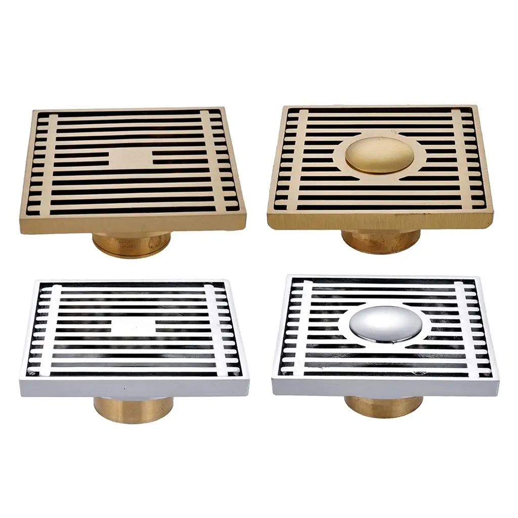 Brass Square Floor Drainer with Strainer for Bathroom Washroom