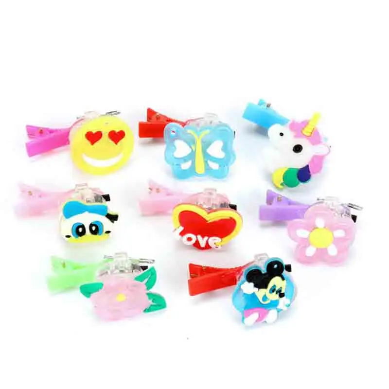 6pcs/set Lovely Cartoon Luminous Hair Clips Toy Hairpins Shining Barrettes Girl brooch Girl Young Kid Toys Headwear Ornaments