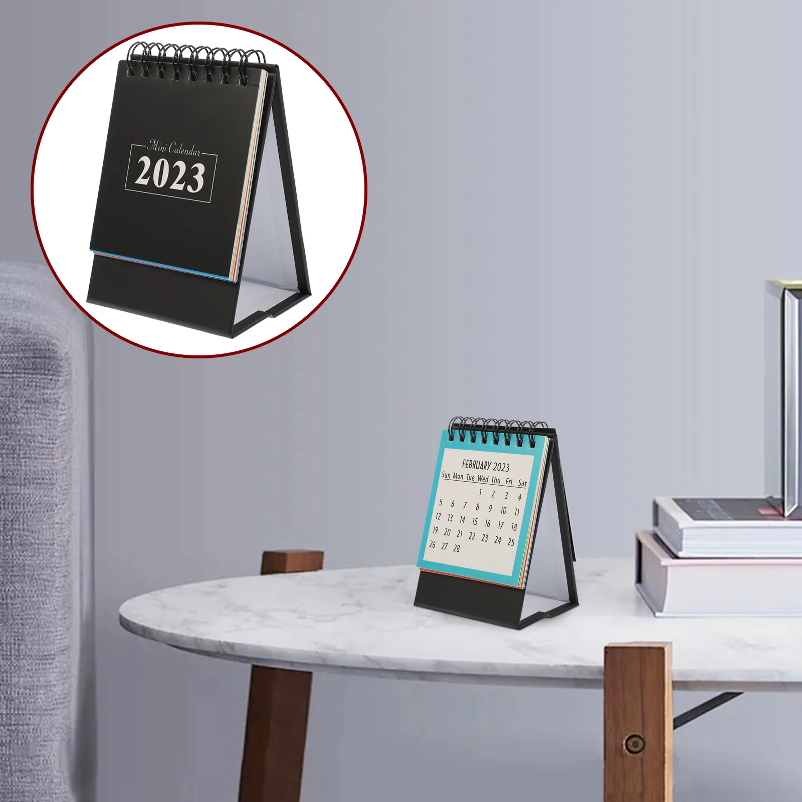 

2023 Mini Desk Calendar 2024 Desktop Wooden Planner for Table Small Decoration Paper Office