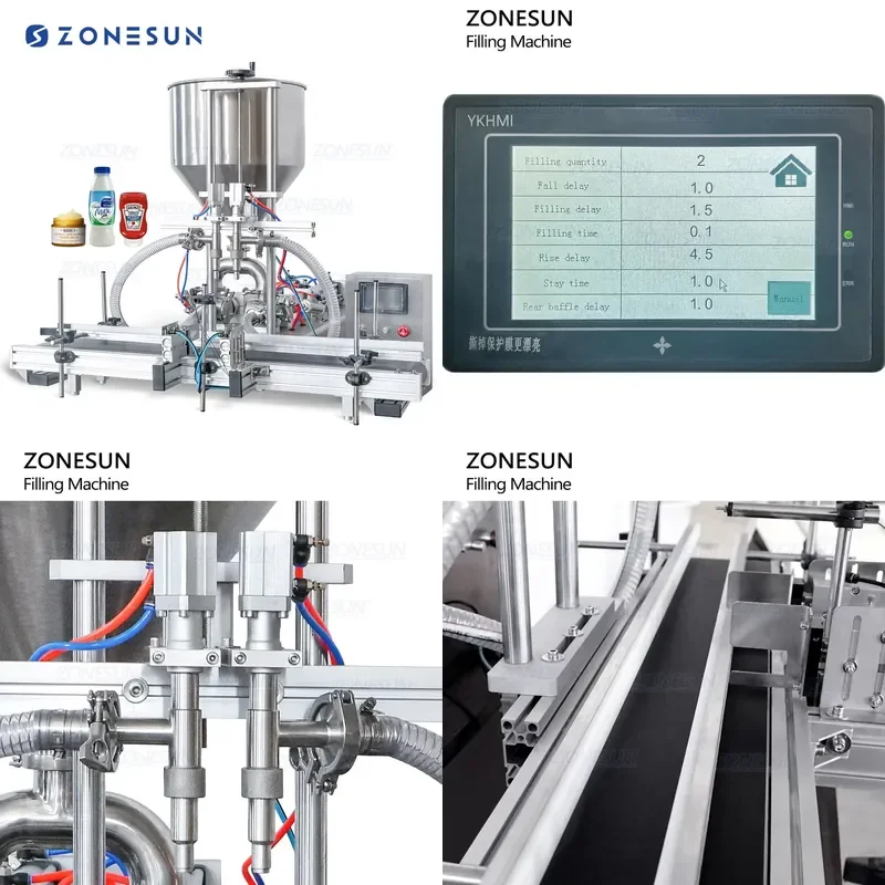 2026 Hot ZS-DTGT2 Double Head Automatic Jam Sauce Peanut Butter Bottle Cream Paste Filling Machine