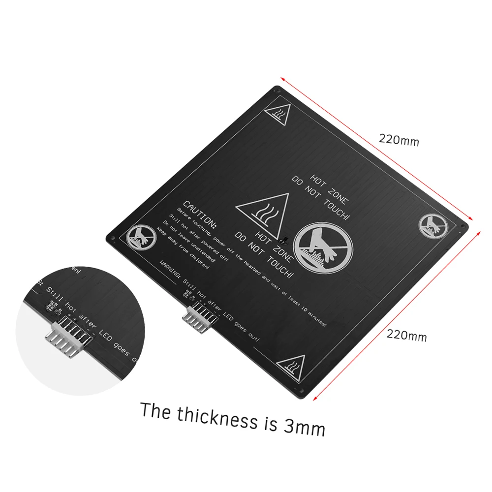 Aluminum Heated Bed 12V Hotbed 220*220*3mm with Wire Cable Heatbed Platform Kit for Anet A8 A6 3D Printer Parts