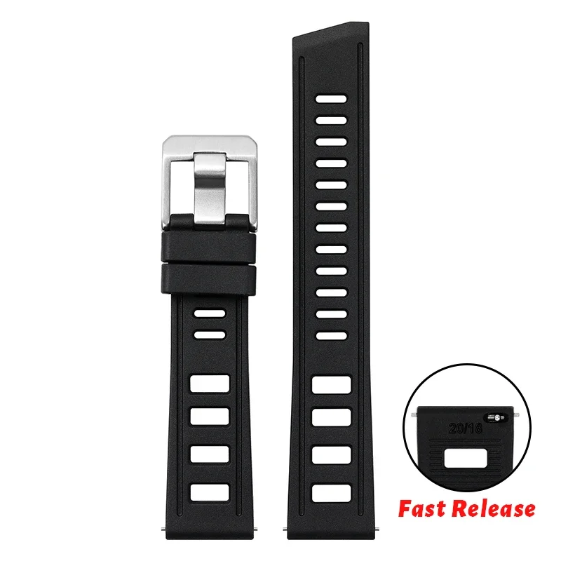 Watchdives Premium Rubber Watch Strap 20mm Fast Release Soft Comfortable Band Breathable Fashion Watchband Watch Accessories