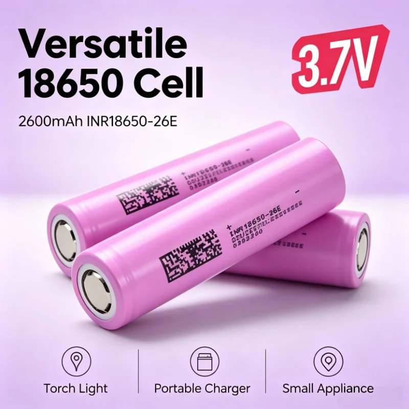 INR18650‑26E A Grade 18650 Battery 3.7V 2600mAh Brand New Rechargeable Li‑ion Cell Direct Factory Bulk Supply