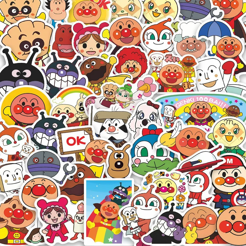 60pcs Anpanman Cartoon Graffiti Stickers Waterproof Diy Decals For Phone Laptop Ipad Luggage Notebook Thermos Skateboard Decor