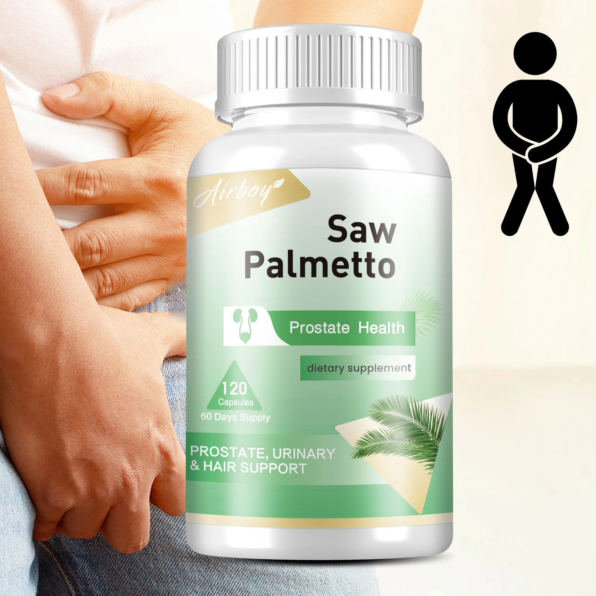 

Saw Palmetto Supplement - Helps Reduce Frequent Urination, Prostate Health, Urinary Tract Health, Hair Growth - 120 Capsules