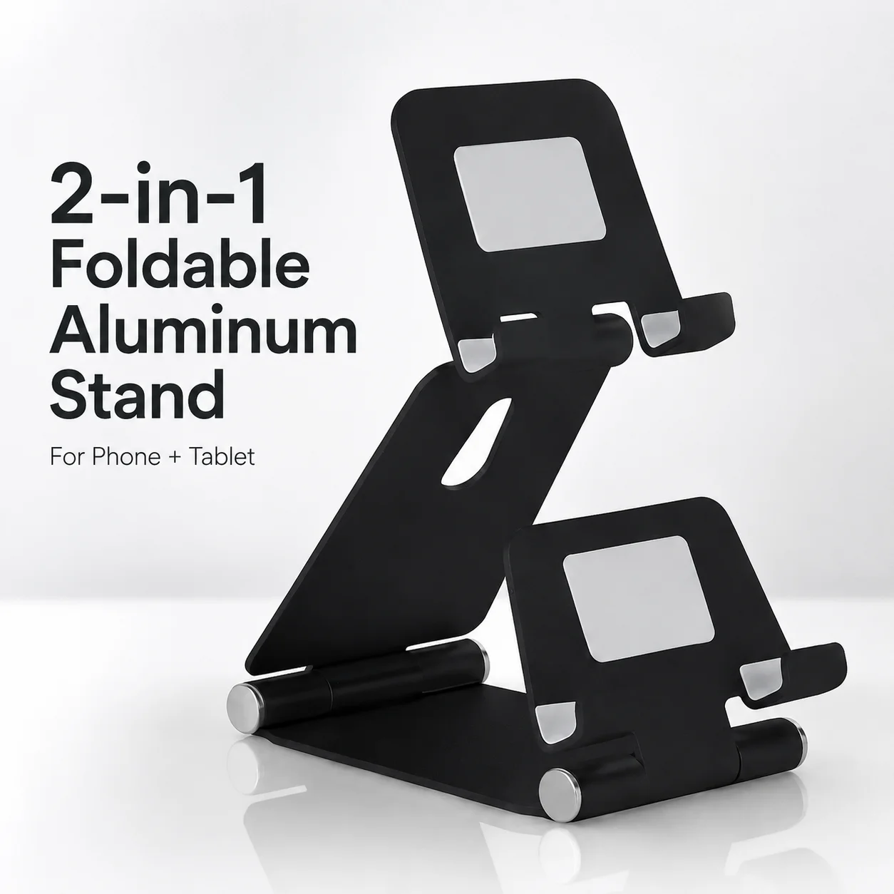2-in-1 Dual Layer Adjustable Aluminum Foldable Tablet&Phone Stand Desktop Portable Holder Cradle for iPad iPhone Android