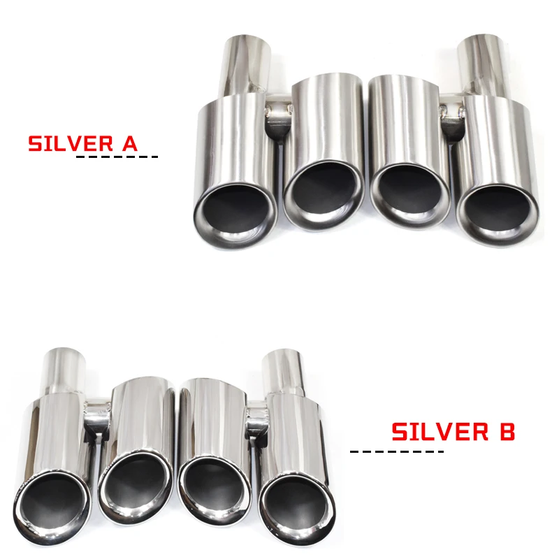 1 Pair 304 Stainless Steel Car Quad Exhaust Tip For Porsche Panamera 970 2010-2013 Exhaust Pipe Muffler Tip Nozzle Tailpipe