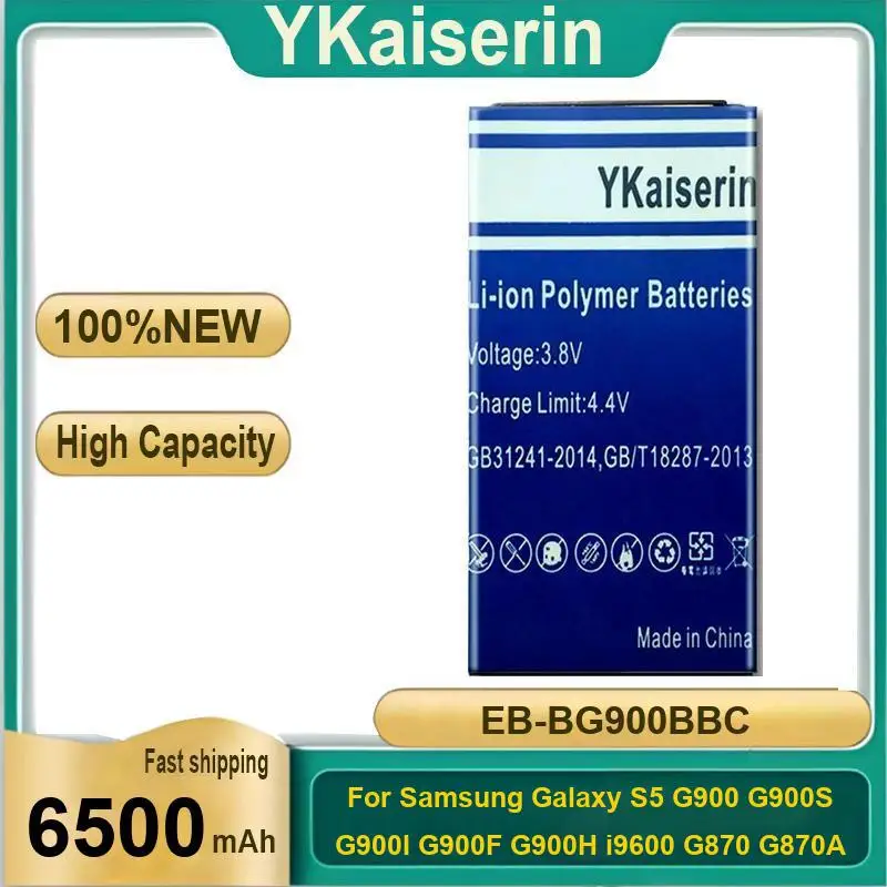 

Mobile Phone Battery EB-BG900BBC 6500Mah For Samsung Galaxy S5 G900 G900S G900I G900F G900H I9600 G870 G870A EB BG900BBC