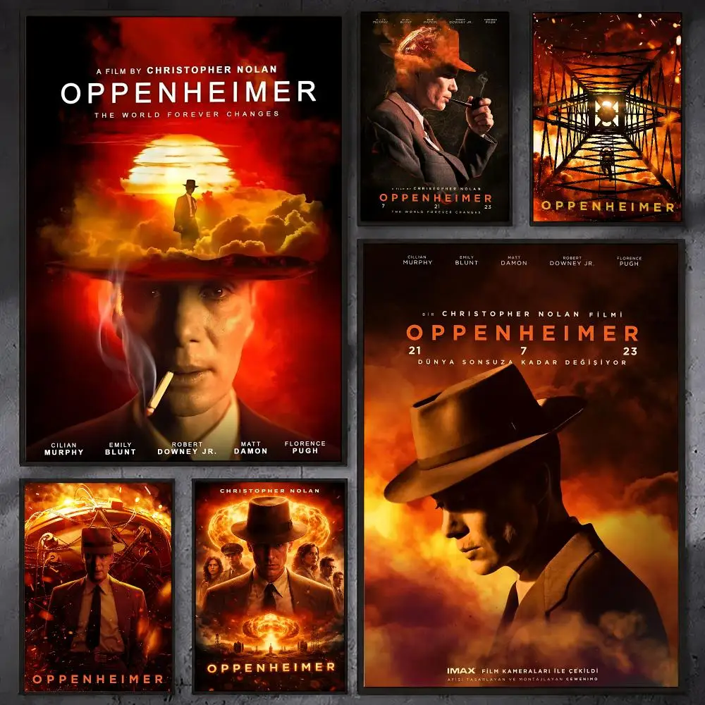 O-Oppenheimer Movie Show Poster Waterproof Sticky Wall Art Print For Bedroom Living Room Hallway Bar Home Decor