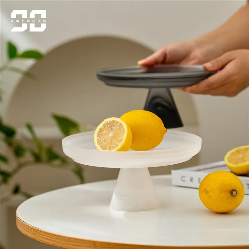

Ele Glass Fruit Tray Stand High Foot Tea Dert Pastries Dry Fruits Display for Living Room Commercial Use Simple Design