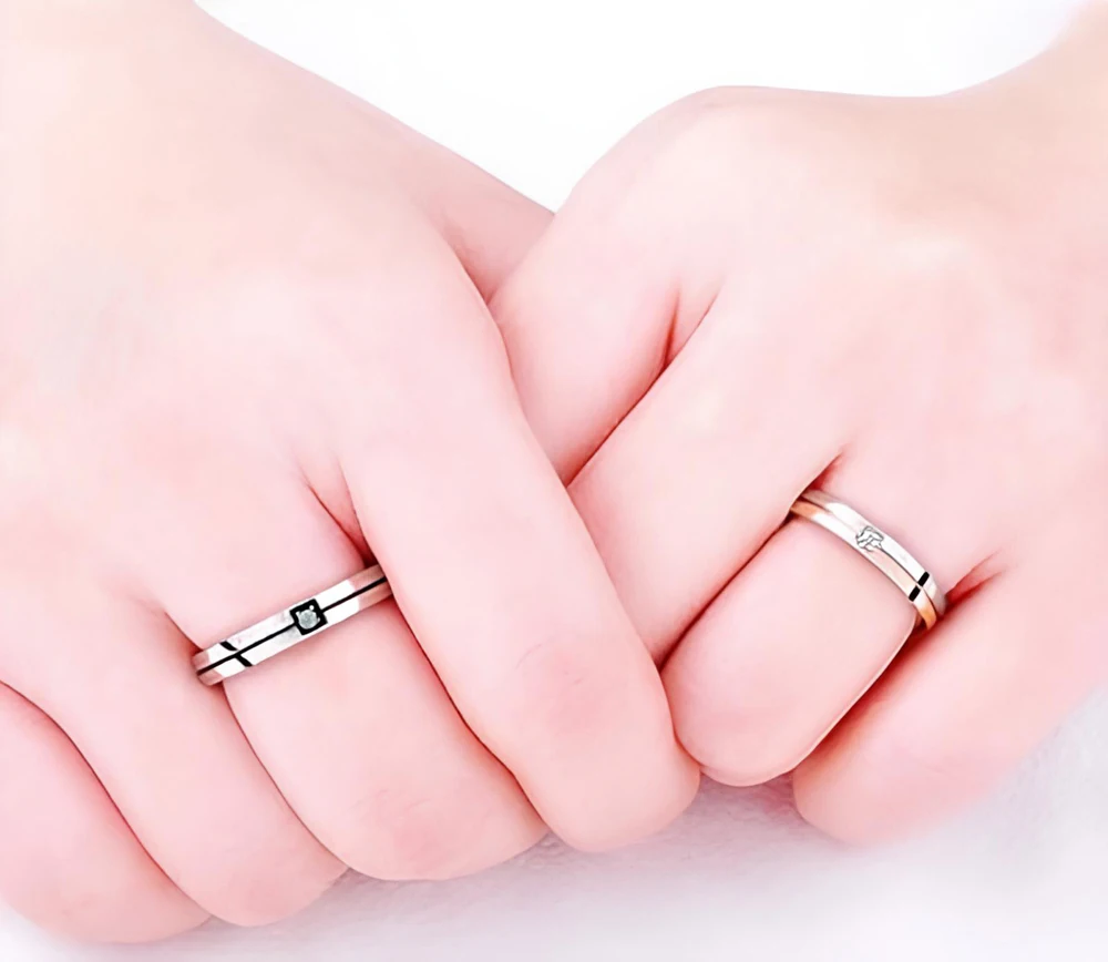 Wedding Engagement Band Unique Stainless Steel Jewelry 2025 New Fashion AAA+ Cubic Zircon Couple Rings for Women Men image 5