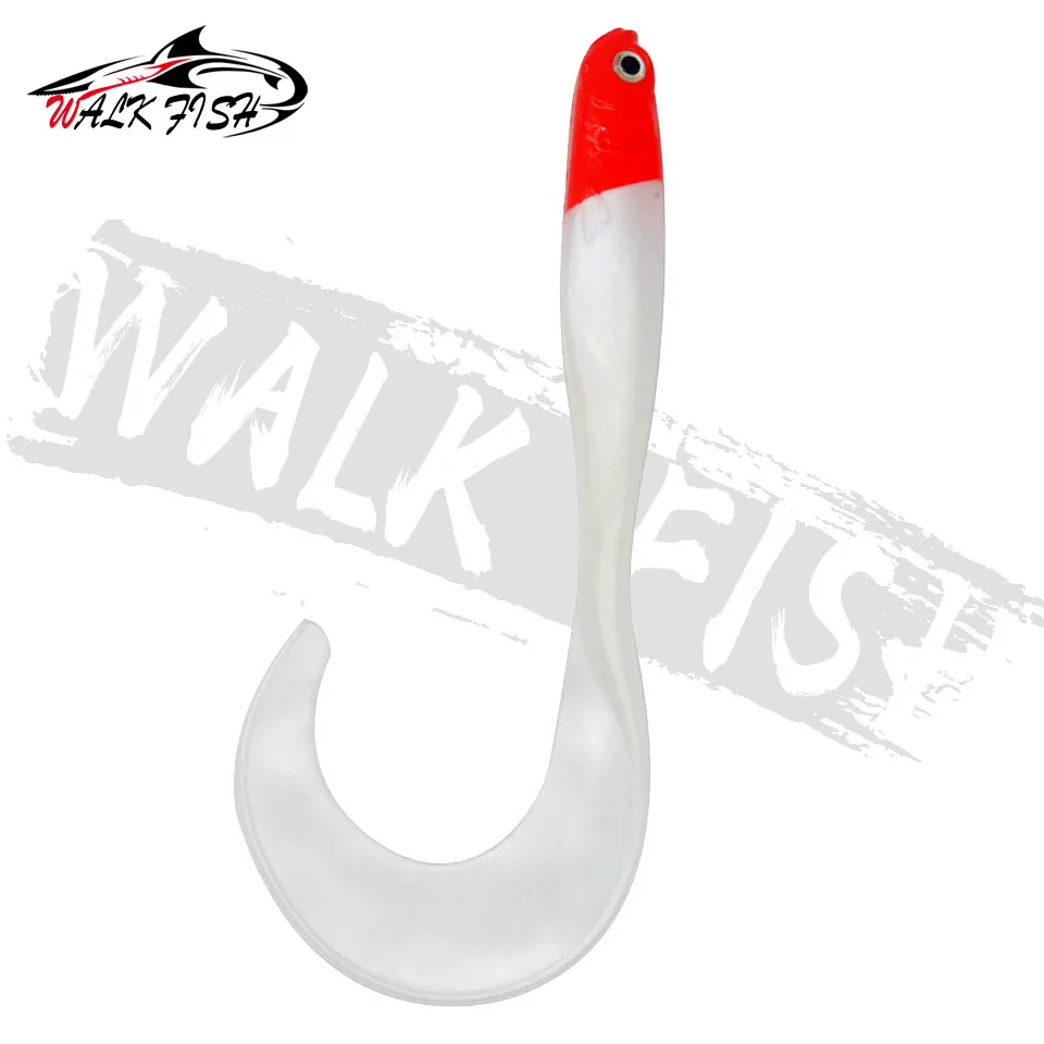 WALK FISH 4PCS Fishing 3D Eyes Soft Fish Lures 10.5cm 6.5g Long Tail Swimbaits Jig Wobblers Abdominal Hook Slot Silicone Bait