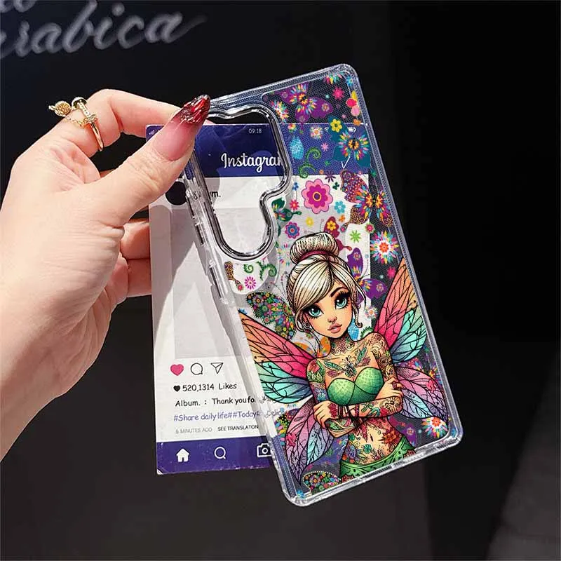 ديزني تينكر بيل لسامسونج S25 EDGE S24 S23 S22 S21 S20 S10 FE نوت 20 الترا زائد شفافة لينة جراب هاتف Funda سيليكون