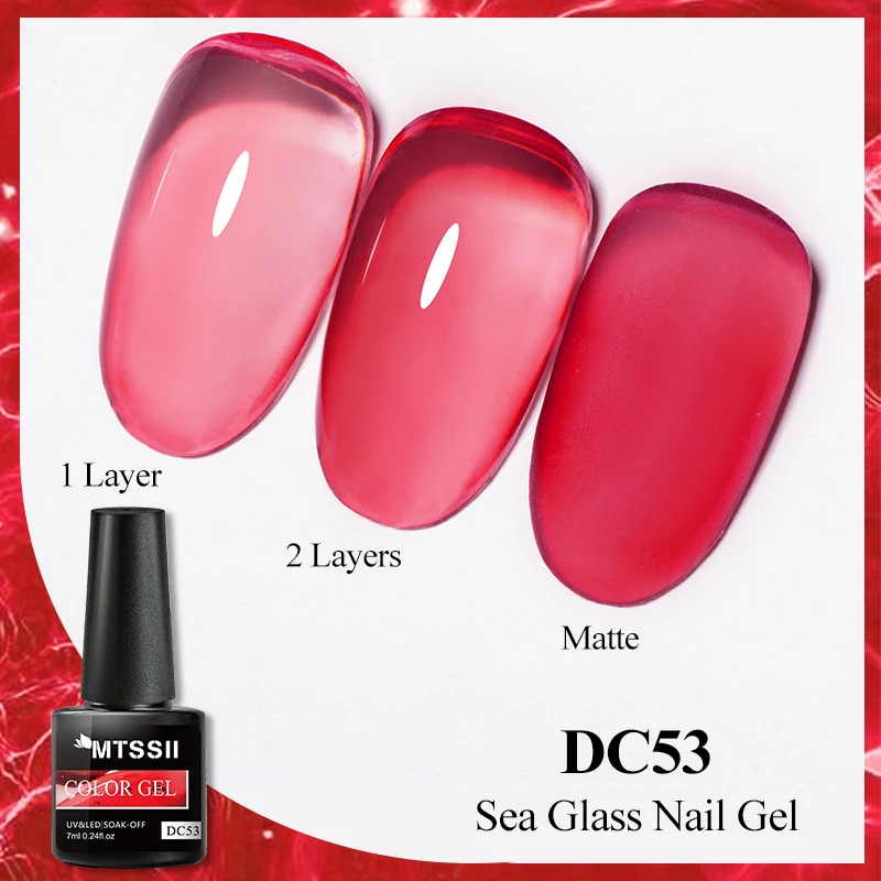 

Mtssii Translucent Candy Color Gel Nail Polish Varnish Lacquer 7ml Jelly Glass Gel Nail Art Tips Gemstone LED&UV Gel Polish