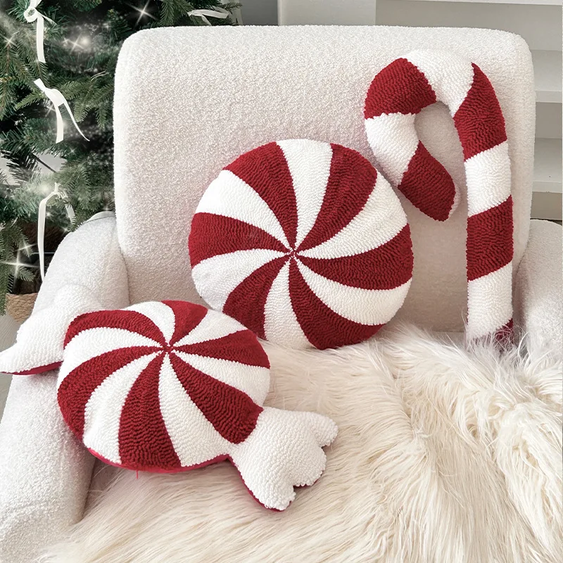 INS Christmas pillow creative strange shape sofa cushion cushion snowflake candy embroidered pillowcase