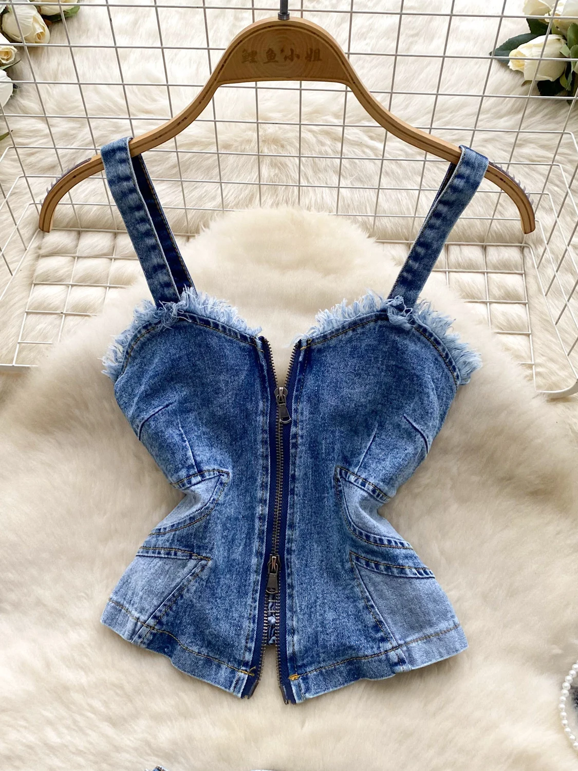 

Летний наряд American Sle для девочек, женский облегающий джинсовый жилет с высокой талией, топ + юбка, брюки, дизайн