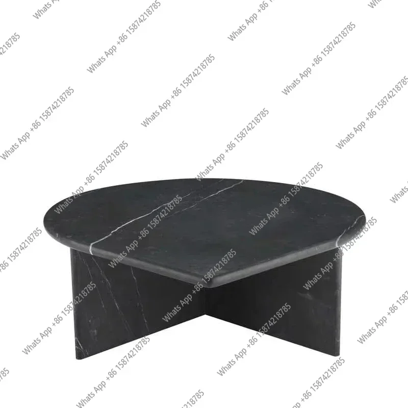 طقم طاولة قهوة من الرخام الأسود بتصميم إيطالي من J - طاولات متداخلة على شكل ورقة شجر، طاولة جانبية فاخرة للأريكة الثلاثية لديكور غرفة المعيشة